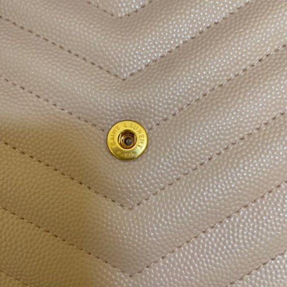 YSL Yves Saint Laurent Large Matelasse Wallet on Chain WOC Nude Pink Beige - Picture 3 of 6